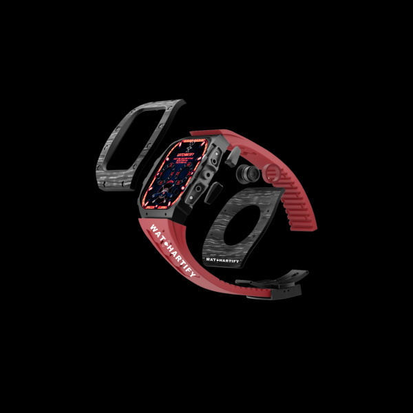 6 da5ca465 53a3 4b41 8f28 bb9816cdd5a4 Apple Watch Case 45MM - TITANIUM CARBON Series Black Panther | Scarlet Red Rubber