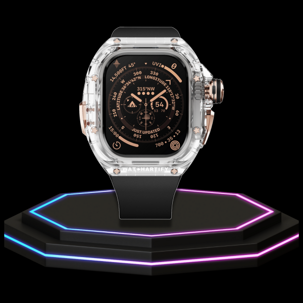 70 19ea1b3a edc5 4999 895f e48edeefe6f2 Apple Watch Ultra Case 49MM - CRYSTAL Pro Rose Gold Series Radiant | Midnight Black Rubber