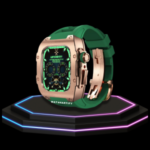 72 bb1fb0a8 886d 44b7 9a73 ad8114037978 Apple Watch Case 44MM - TITAN Series Rose Gold Titanium | Green Rubber