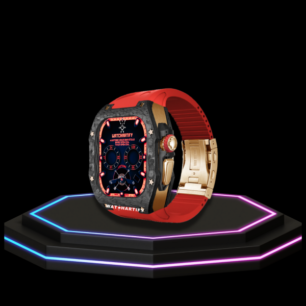 Apple Watch Ultra Case 49MM - TITAN Pro Series Luxury Royal Titan | Scarlet Red Rubber