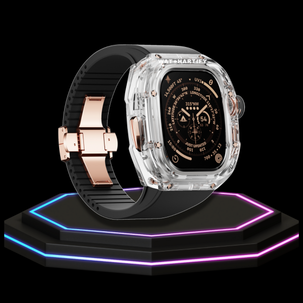 73 e2078c3b 952c 4176 9744 4596a2e0b7bb Apple Watch Ultra Case 49MM - CRYSTAL Pro Rose Gold Series Radiant | Midnight Black Rubber