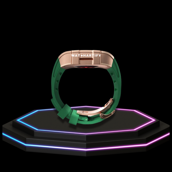 74 d82672fd c59f 41dd abb6 470b9ed58d13 1 Apple Watch Case 45MM - TITAN Series Rose Gold Titanium | Green Rubber