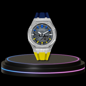 75 41b7dd2f 147a 47bf b0b7 7c3edc54f2b9 G-SHOCK Casio GA2100 | Silver Series Grey Dial Rainbow Marker | Deep Blue Mix Yellow Rubber
