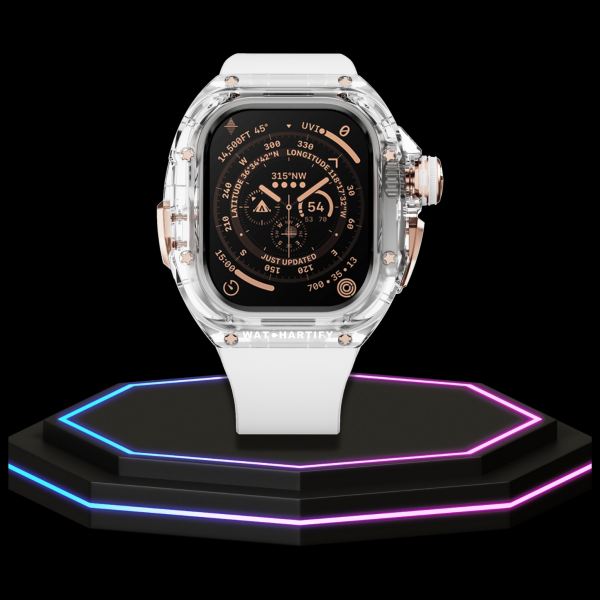 Apple Watch Ultra Case 49MM - CRYSTAL Pro Rose Gold Series Radiant | Snow White Rubber