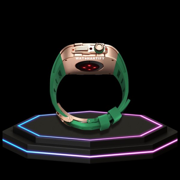 76 cbe14101 917c 481d b343 b184e72a3d6a 1 Apple Watch Case 45MM - TITAN Series Rose Gold Titanium | Green Rubber