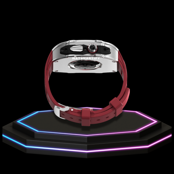 76 ec2131c2 a0c4 46c4 b8a8 59b8ba8dba9e Apple Watch Ultra Case 49MM - Pro Series Captain Silver | Scarlet Red Rubber