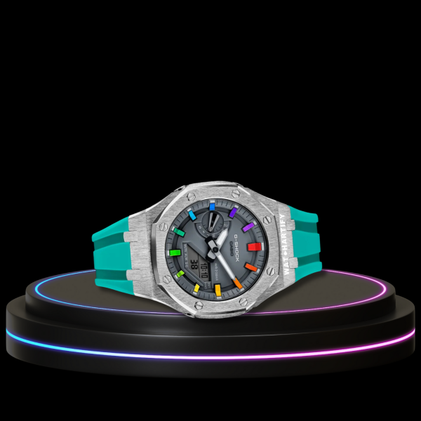 77 282c6ebc 2459 41fd b9c2 619eacd3a342 G-SHOCK Casio GA2100 | Silver Series Grey Dial Rainbow Marker | Tiffany Blue Rubber