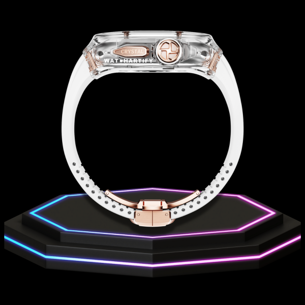 Apple Watch Ultra Case 49MM - CRYSTAL Pro Rose Gold Series Radiant | Snow White Rubber