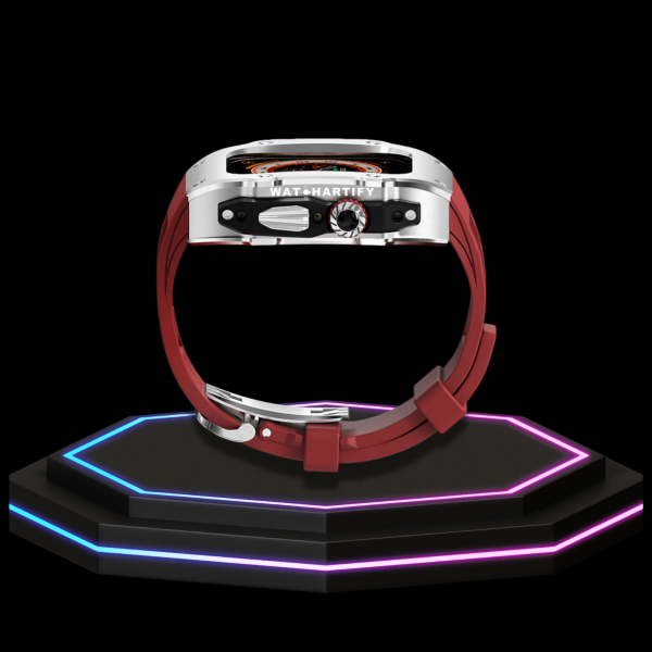 78 cf4fd011 17e3 4daa b32d a1e991ccfc30 Apple Watch Ultra Case 49MM - Pro Series Captain Silver | Scarlet Red Rubber