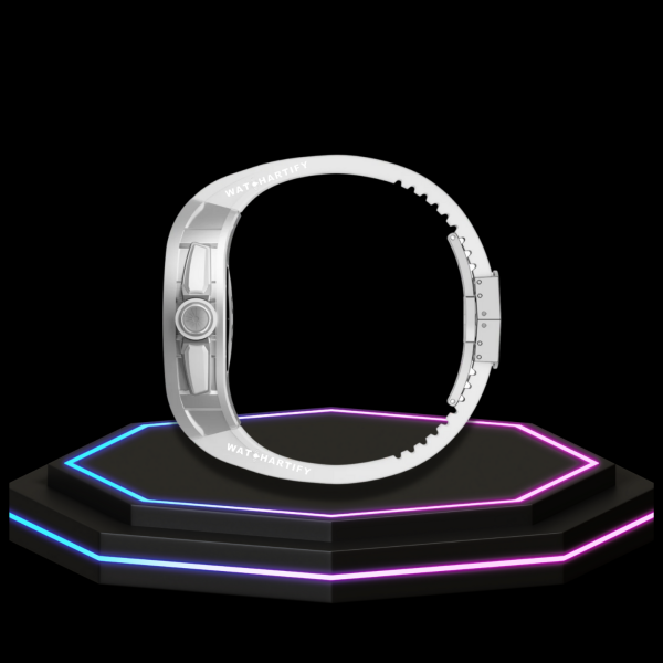 79 Apple Watch Case 44MM - TITANIUM CARBON Silver Series Titan | Snow White Rubber