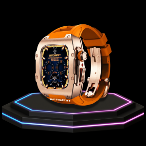 79 15c9899a 12de 4bf6 aa35 b2d3c30bd5fc Apple Watch Case 44MM - TITAN Series Rose Gold Titanium | Sunset Orange Rubber