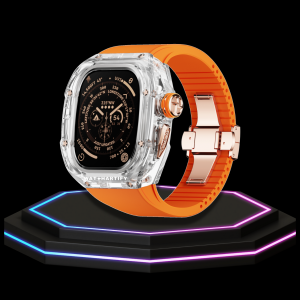 79 82a67eea 320f 4e53 80e3 7a777f63c148 Apple Watch Ultra Case 49MM - CRYSTAL Pro Rose Gold Series Radiant | Sunset Orange Rubber
