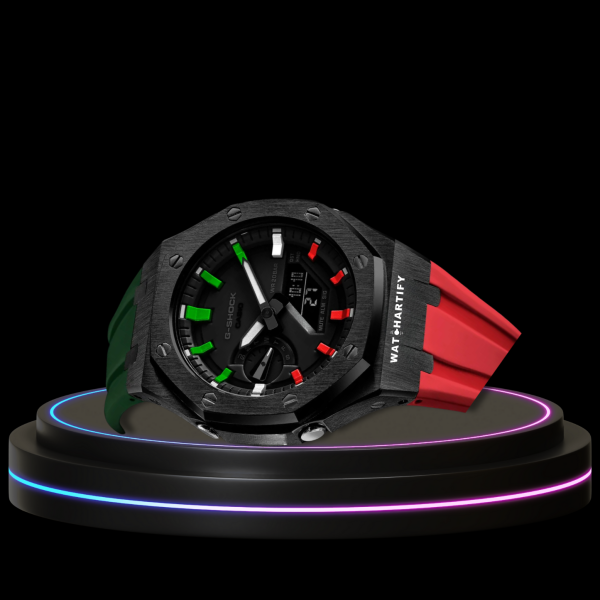 7 27c3c320 dd03 494b b98d ba36eb8b30db G-SHOCK Casio GA2100 | Black Series Midnight Black Dial Rainbow Marker | Green Red Rubber