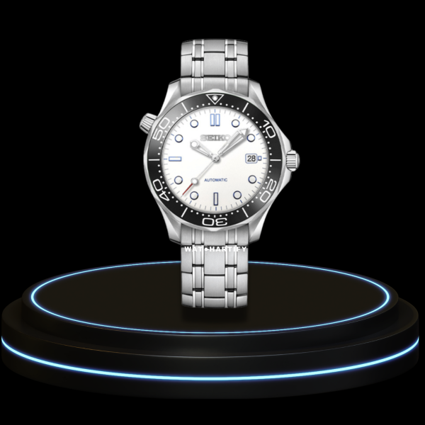 7 2bebdf75 734e 48d8 8c2d adb1ff876a92 SEIKO Mod Speedmaster Collection Snow White Dial NH35 Movement Silver Stainless Steel Strap
