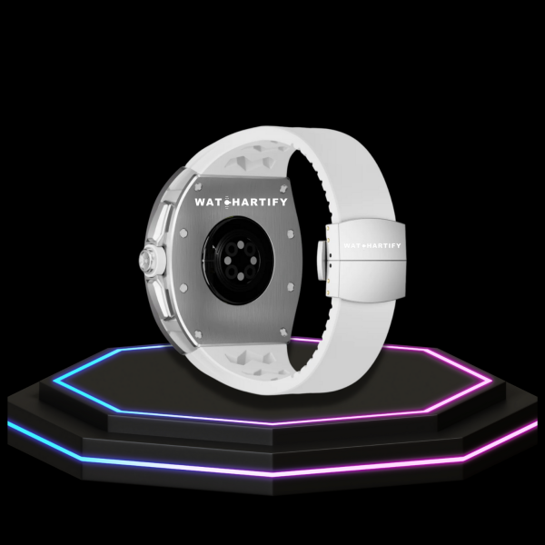 80 Apple Watch Case 44MM - TITANIUM CARBON Silver Series Titan | Snow White Rubber
