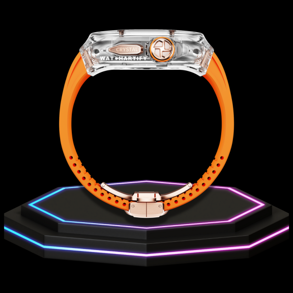 Apple Watch Ultra Case 49MM - CRYSTAL Pro Rose Gold Series Radiant | Sunset Orange Rubber
