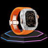 Apple Watch Ultra Case 49MM - CRYSTAL Pro Rose Gold Series Radiant | Sunset Orange Rubber