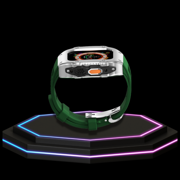 84 47accaac 544f 4e32 bcd5 d9ca23694023 Apple Watch Ultra Case 49MM - Pro Series Captain Silver | Forest Green Rubber