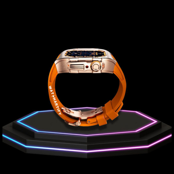 84 83ce540d 43fa 49fd bcea 83baa538278a Apple Watch Case 44MM - TITAN Series Rose Gold Titanium | Sunset Orange Rubber