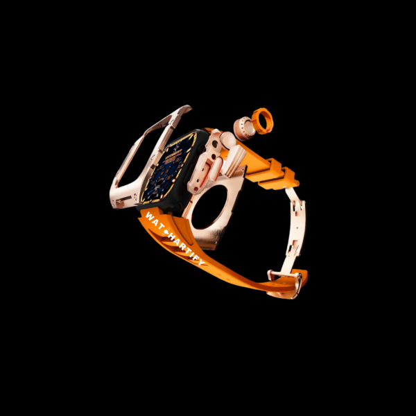 85 8ddabad0 8031 4613 a7a2 f07d334b1148 Apple Watch Case 44MM - TITAN Series Rose Gold Titanium | Sunset Orange Rubber