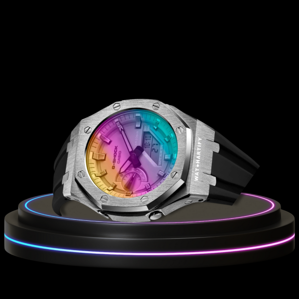 86 89ffc055 4aae 4887 9fc1 4840f5178e68 G-SHOCK Casio GA2100 | Silver Series Rainbow Surface Dial | Dark Rubber