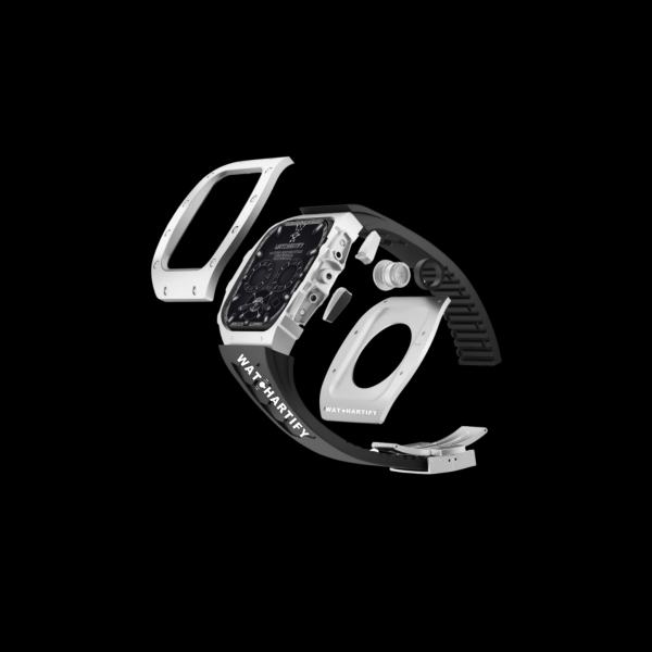 87 Apple Watch Case 44MM - TITANIUM CARBON Silver Series Titan | Midnight Rubber