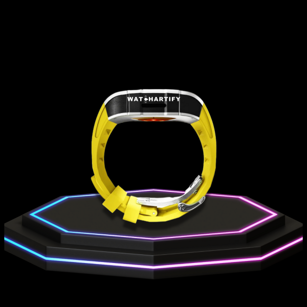 Apple Watch Case 44MM - TITAN Series Silver Midnight Black Titanium | Yellow Rubber