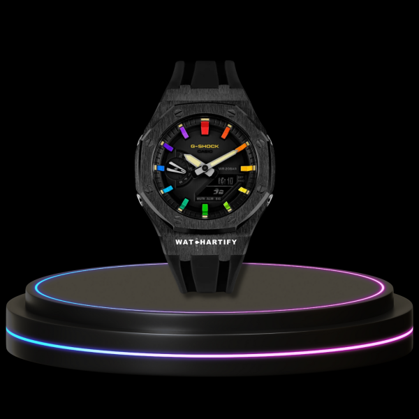 8 7f010d6d 1d7f 477a a17f a620418edf47 G-SHOCK Casio GA2100 | Black Series Midnight Black Dial Rainbow Marker | Dark Rubber