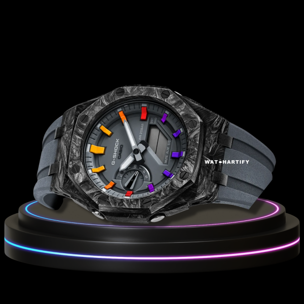 8 8b0f66ad 2b24 4130 9c0c d7a87ed1a3d5 G-SHOCK Casio GA2100 | CARBON FIBER Series Carbon Fiber Mod Grey Dial Rainbow Marker | Grey Rubber