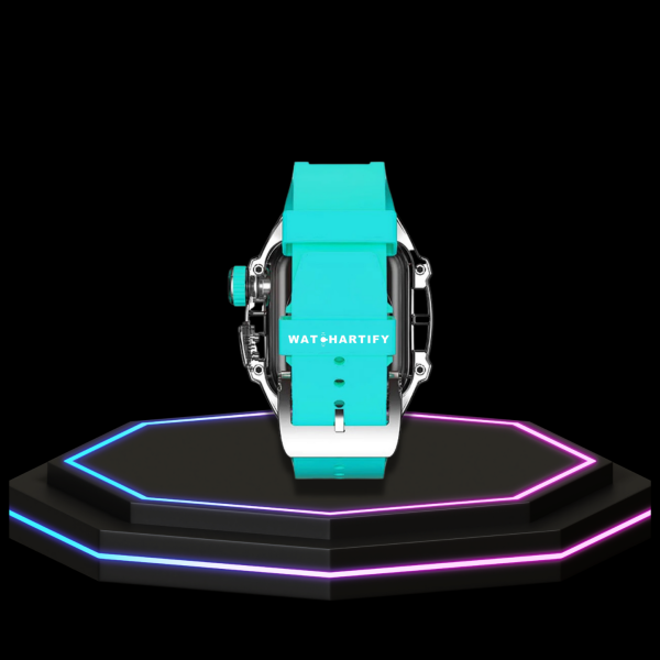 8 ad4a6fed 957b 470e a059 9f7c5fc9d533 Apple Watch Case 44MM - ICE Series Transparent | Fluorescent Tiffany Blue Rubber