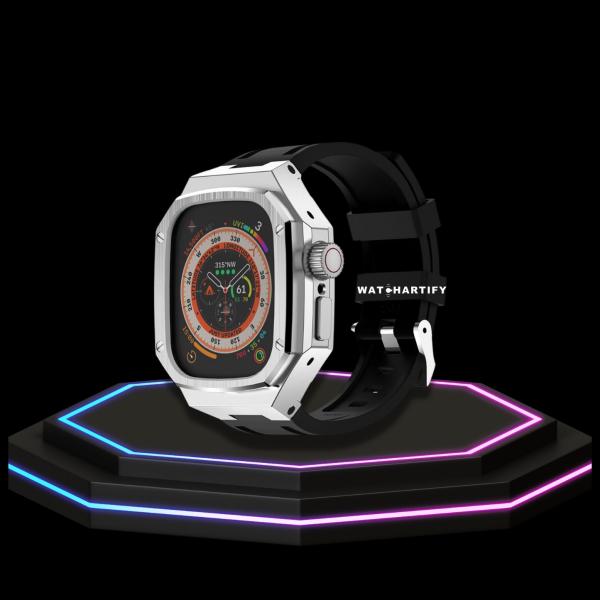 8 e50438e5 38f0 410b 8a34 91f670340279 Apple Watch Ultra Case 49MM - Royal Pro Series Silver| Midnight Black Rubber