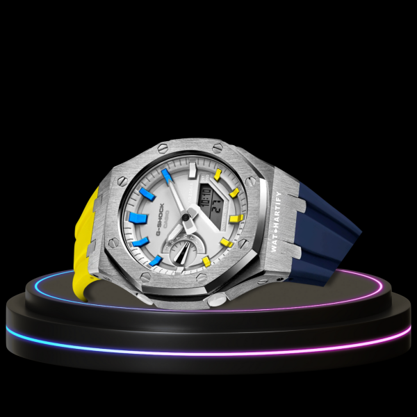 90 c4846297 9734 47de ace1 32c0bf7a8ca3 G-SHOCK Casio GA2100 | Silver Series Snow White Dial | Deep Blue Mix Yellow Rubber
