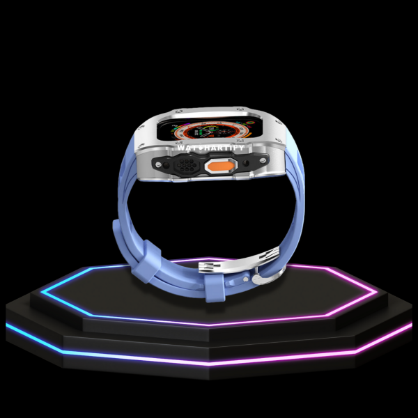 91 06ff51aa cf77 489a 9833 07d8ff87c942 Apple Watch Ultra Case 49MM - Pro Series Captain Silver | Macaron Blue Rubber