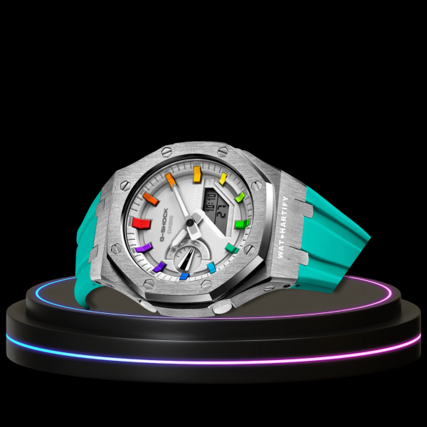 94 5990edab e2b1 41d8 b3d1 eb5baace6d7c G-SHOCK Casio GA2100 | Silver Series Snow White Dial Rainbow Marker | Tiffany Blue Rubber