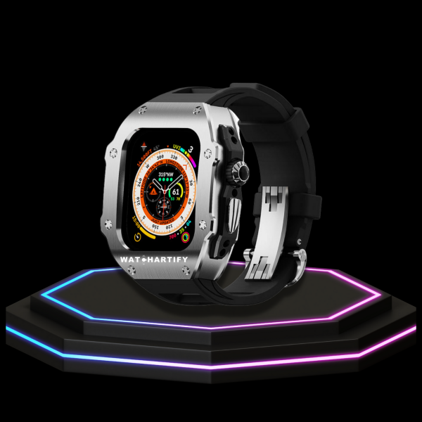 94 86d679e4 bc3a 420b b70e 680fe1e20b7f Apple Watch Ultra Case 49MM - Pro Series Captain Silver | Midnight Black Rubber