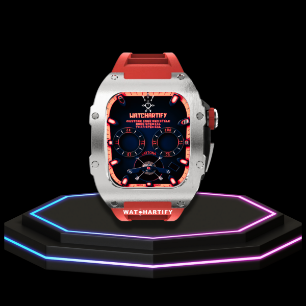 94 bd5a5dc7 d727 43e6 baab 5a574ef72f98 Apple Watch Case 44MM - TITAN Series Silver Midnight Black Titanium | Red Rubber