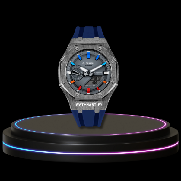 95 008daf66 d346 4fbd b195 66b8deb2defc G-SHOCK Casio GA2100 | Titanium Series Grey Dial Rainbow Marker | Deep Blue Rubber