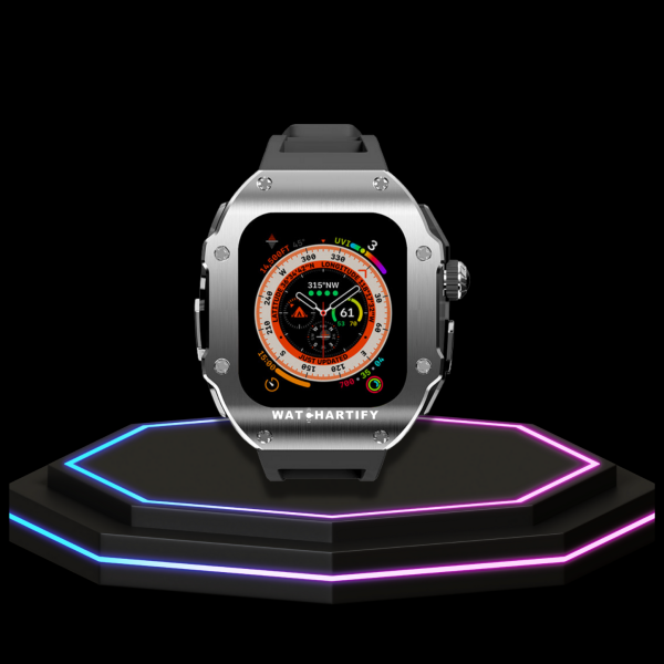 95 55ccab58 06d2 45ee b486 98023046ec71 Apple Watch Ultra Case 49MM - Pro Series Captain Silver | Midnight Black Rubber