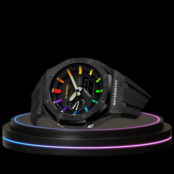 9 37e15e8d c297 4475 8b33 4c995d0bb5f3 G-SHOCK Casio GA2100 | Black Series Midnight Black Dial Rainbow Marker | Dark Rubber