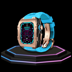 9 44012dfd b755 4b47 af79 5137b34452ab Apple Watch Case 44MM - TITAN Series Rose Gold Dark Titanium | Tiffany Blue Rubber