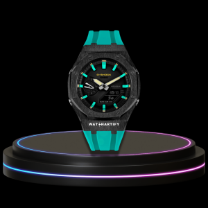 9 9eb27c63 fded 4eb6 a041 ade2bf97b300 G-SHOCK Casio GA2100 | Black Series Midnight Black Dial Tiffany Blue Marker | Tiffany Blue Rubber
