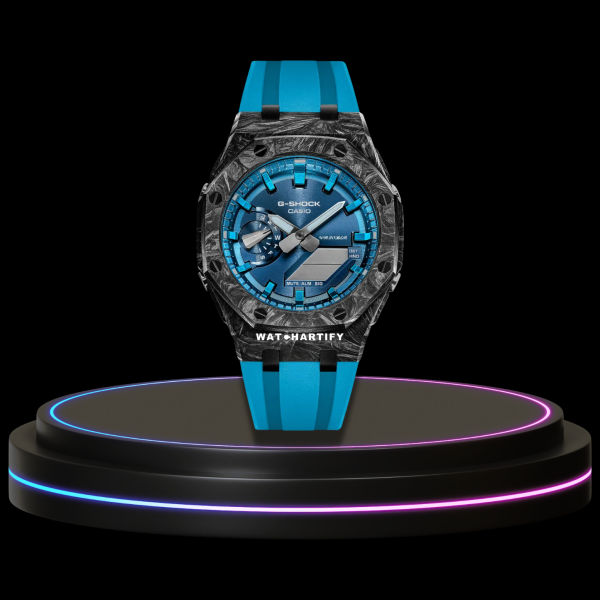 G-SHOCK Casio GA2100 | Carbon Fiber Series Metallic Tiffany Deep Blue Dial Metallic Blue Marker | Tiffany Deep Blue Rubber