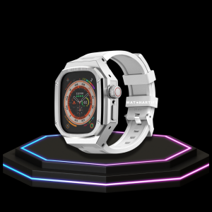 Apple Watch Ultra Case 49MM - Royal Pro Series Silver| Snow White Rubber