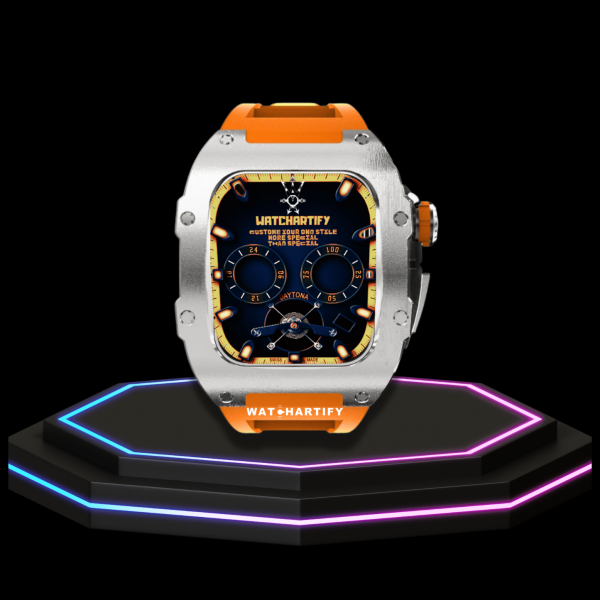 applewatchcasecollection92134 Apple Watch Case 45MM - TITAN Series Silver Titanium | Sunset Rubber