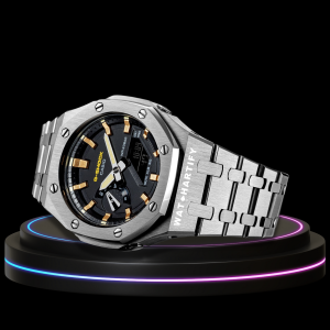 g shock classic collection mod silver with black face gold time marker watchartify g shock classic collection mod silver with black face gold time marker watchartify