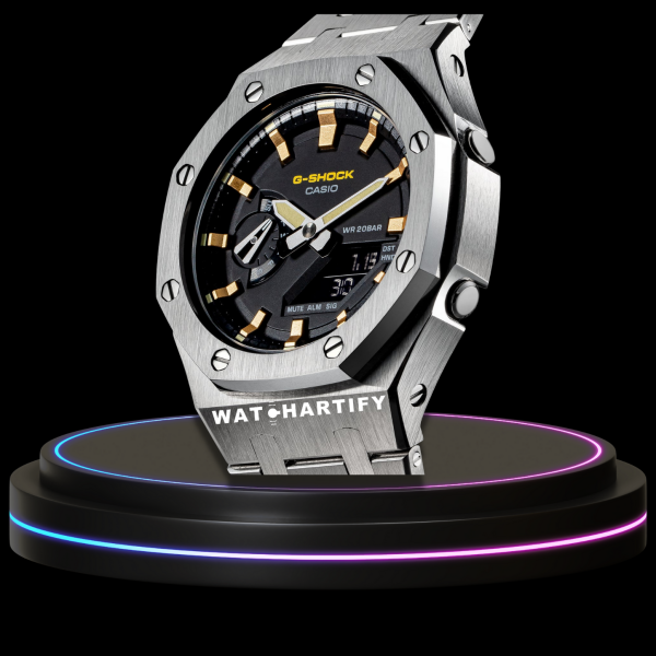 g shock classic collection mod silver with black face gold time marker watchartify 3 g shock classic collection mod silver with black face gold time marker watchartify 3