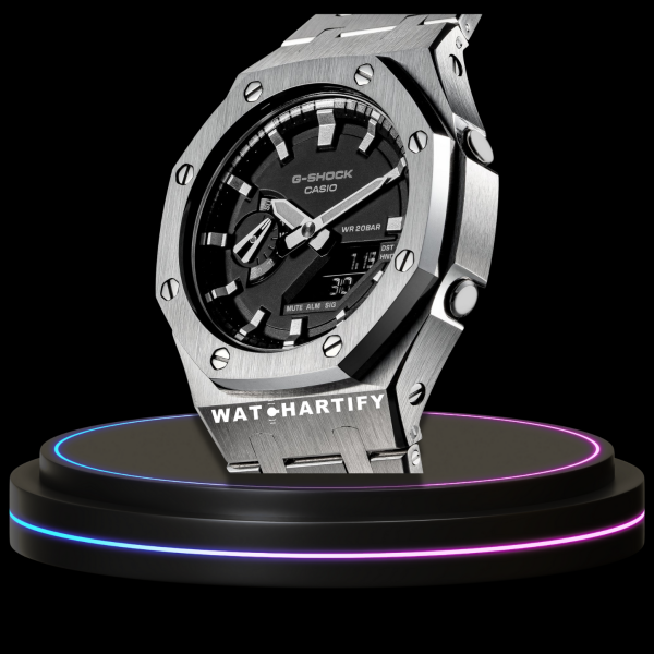 g shock classic collection mod silver with black face silver time marker watchartify 3
