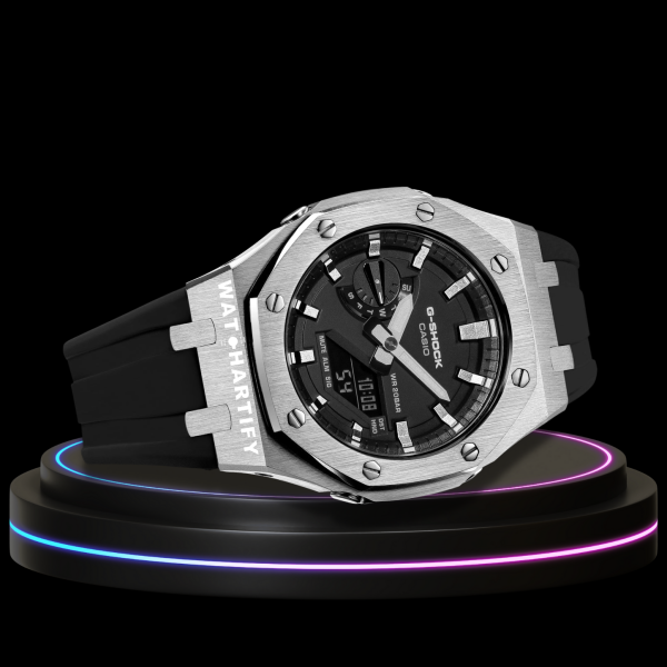 g shock classic collection mod silver with black face silver black rubber watchartify g shock classic collection mod silver with black face silver black rubber watchartify