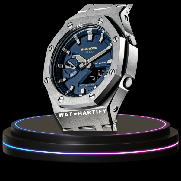 g shock classic collection mod silver with blue face watchartify 3
