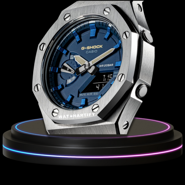 g shock classic collection mod silver with blue face ocean blue time marker 3